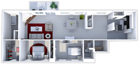 Floor plan for 2 beds, 2 baths, 1596 sqft